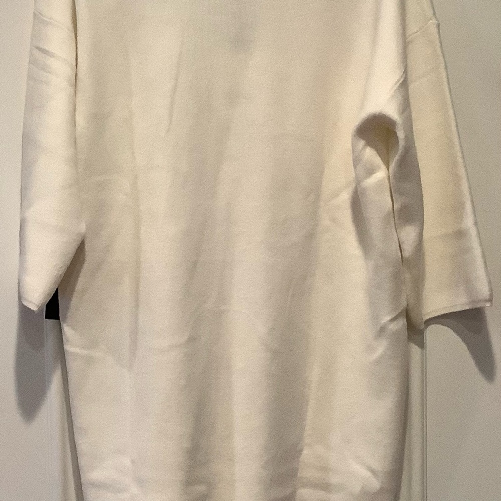 Pomander Place Sweater Dress Winter White Mini Dress Size Medium 3/4 Sleeves NEW - Picture 2 of 10